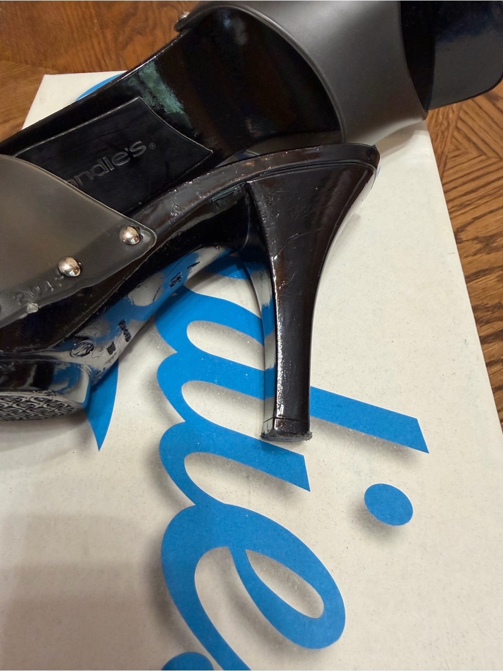 Candie's Black Studded Platform Mule Heels - Picture 5 of 10